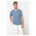 Trendyol Limited Edition Indigo Relaxed/Comfortable Cut Knitwear Taped Textured Pique T-Shirt