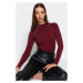 Trendyol Burgundy Window/Cut Out Accessory Detailed Knitwear Sweater