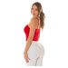 Sexi top Koucla Velvet Look s detailmi stuhy white Einheitsgroesse