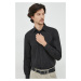 Bavlnená košeľa Sisley pánska, čierna farba, regular, s klasickým golierom