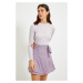 Trendyol Lilac Belted Fluffy Mini Knitted Skirt