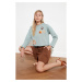 Trendyol Mint Patch Detailed Knitted Sweatshirt
