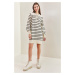 Bianco Lucci Women's Striped Buttoned Soft Knitwear Dress