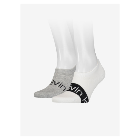 Sada dvoch párov pánskych ponožiek v šedej a bielej farbe Calvin Klein