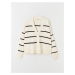 LC Waikiki Women's V-Neck Striped Long Sleeve Oversize Knitwear Cardigan