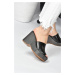 Fox Shoes Women's Black Wedge Heeled Slippers