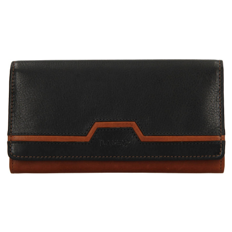 Dámska kožená peňaženka Lagen Perry - čierno-hnedá