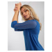Dark blue women's classic sweater with 3/4 sleeves