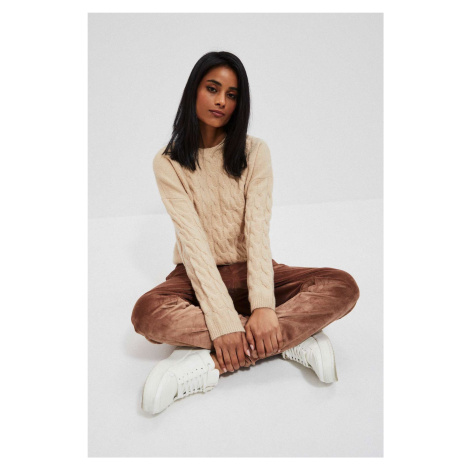 Sweater with decorative strings - beige Moodo