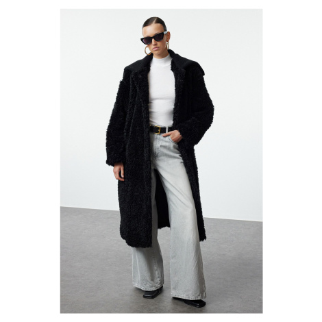 Trendyol Black Oversize Plush Coat