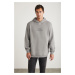 GRIMELANGE Ralph Men's Hooded Fleece Oversize Fit Graymelange Sweatshirt