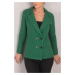 Dámsky zelený pruhovaný vzorovaný štvorgombíkový kabát Cachet Armonika