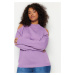 Trendyol Curve fialová vystrihnutá detailný pletený sveter