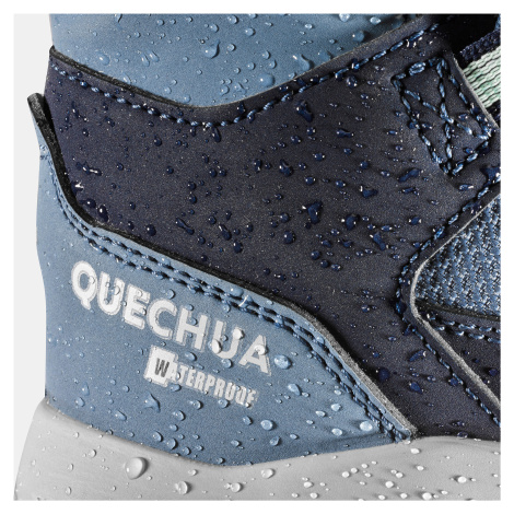 Detská turistická nepremokavá a hrejivá obuv SH500 MTN so suchým zipsom 24-34 modrá QUECHUA