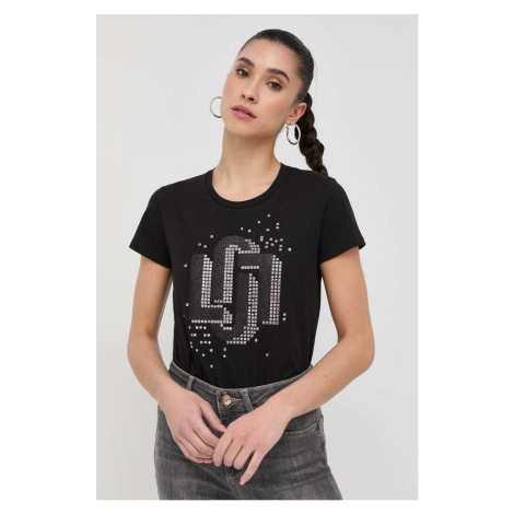 Bavlnené tričko Liu Jo čierna farba