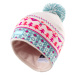 Detská lyžiarska žakárová čiapka ružovo-tyrkysová
