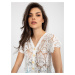 White openwork blouse with short sleeves