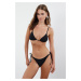 Trendyol Black Triangle Tie Textured Regular Bikini Set