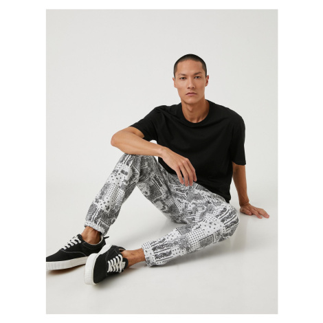 Koton Shawl Patterned Sweatpants Tie Waist Pocket Detailed