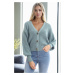 23325 Dewberry 3 Button V-Neck Women Cardigan-NEFTİ