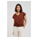 Women's blouse with elastic waistband MOODO - brown