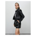 Koton Faux Leather Jacket Crop Covered Pocket Buttoned