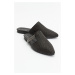 LuviShoes PESA Black Straw Stone Women's Slippers