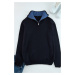 Trendyol Navy Blue Regular Half Turtleneck Plain Knitwear Sweater