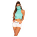 Trendy turtle neck top with integrated mask white Einheitsgroesse