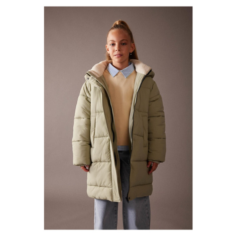 DEFACTO Girl's Water Repellent Hooded Long Coat