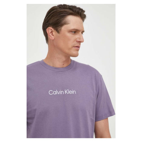 Bavlnené tričko Calvin Klein fialová farba,vzorované,K10K111346
