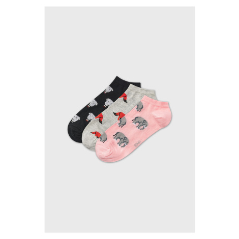 3 PACK Bavlnené ponožky Piki Animal členkové Boma