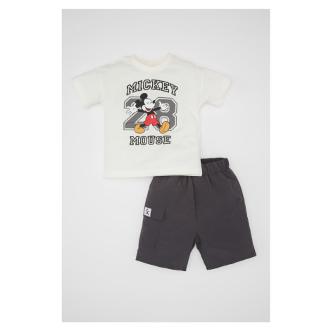 DEFACTO Baby Boy 2-Piece Set Disney Mickey & Minnie Short Sleeve T-Shirt Shorts