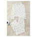 Trendyol White Cotton Floral Covered Pocket Detailed Knitted Pajama Set