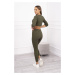 Žebrovaný crop top set khaki barvy UNI