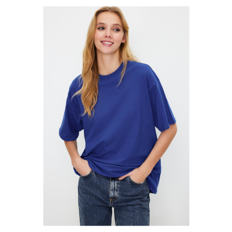 Trendyol Saks 100% Cotton Premium Oversize/Wide Fit Crew Neck Knitted T-Shirt