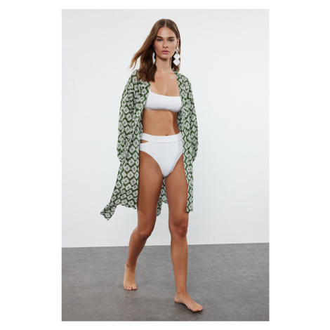 Trendyol Geometric Patterned Mini Woven 100% Cotton Kimono&Kaftan