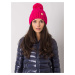 Pink winter cap with pompom