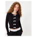 Koton Bow Cardigan Crew Neck Long Sleeve Buttoned