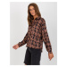 Women's black checkered shirt made of satin imitation