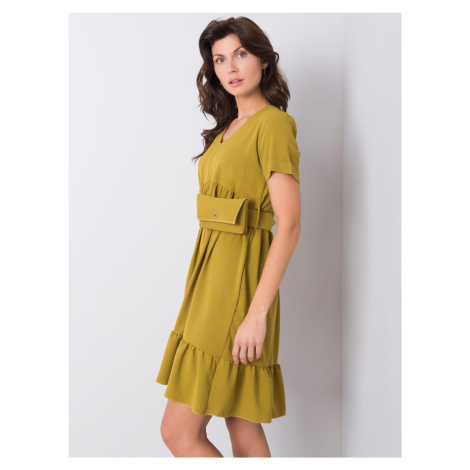 Light khaki dress with frills by Vianna