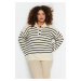 Trendyol Curve Ecru Striped Knit Sweater