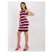 Black and pink striped knitted dress