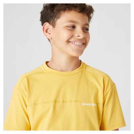 Chlapčenské tričko 500 na cvičenie žlté DOMYOS