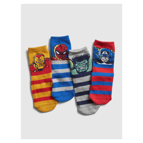 GAP Detské ponožky Marvel crew socks, 4 páry Farebná