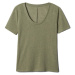 GAP V-SS LINEN SCOOP Dámske tričko, khaki, veľkosť