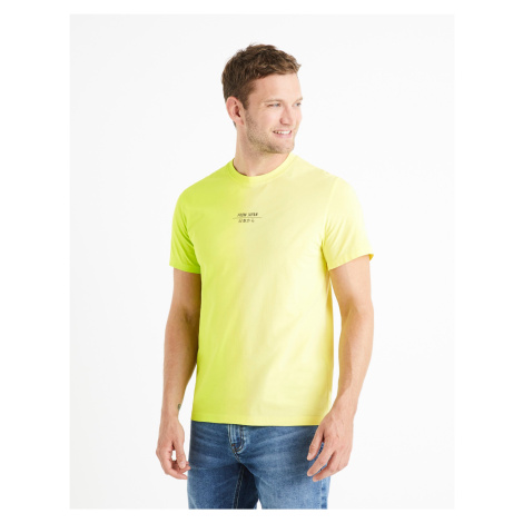 Žlto-zelené pánske tričko Celio Deside