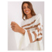 Ecru-camel women's oversize striped sweater