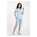 Salli Women's Pyjamas, Short Sleeves, 3/4 Pants - Blue/Duk Blue