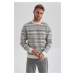 DEFACTO Relax Fit Patterned Crew Neck Sweater